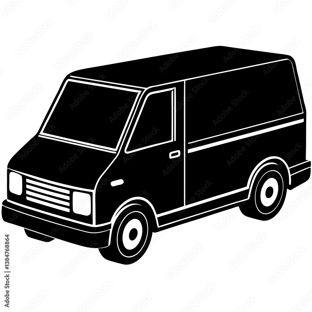 A clean vector silhouette of a delivery van A clean vector silhouette of a delivery van