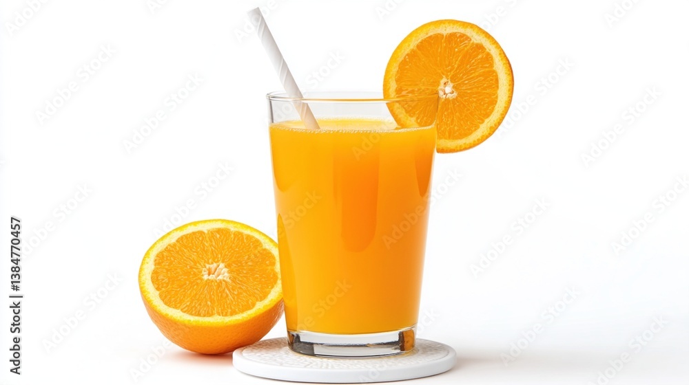 Freshly squeezed orange juice in a glass with orange slices (2) Freshly squeezed orange juice in a glass with orange slices (2)