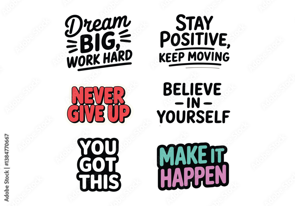 Empowering motivational quotes for perseverance and success vector illustration Empowering motivational quotes for perseverance and success vector illustration