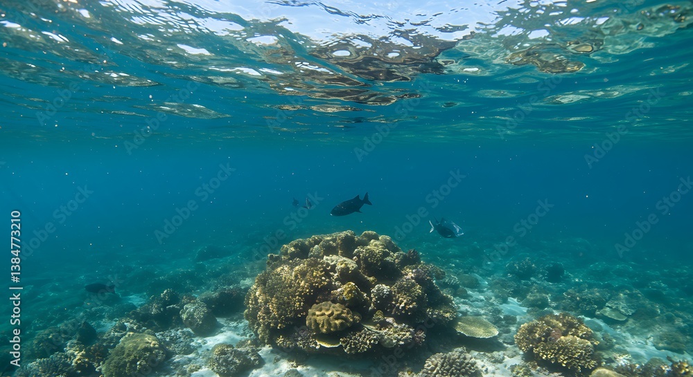 Fototapeta premium Sunlit Reef's Embrace AI Generated