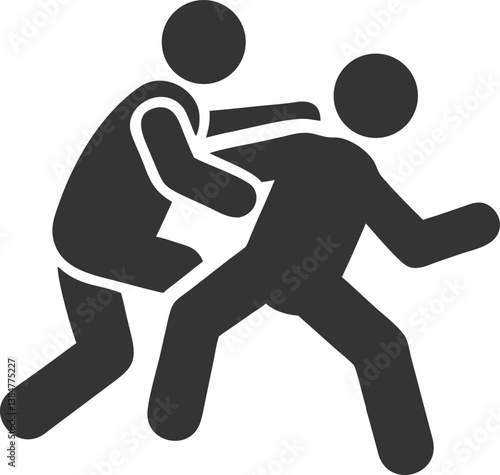 Minimalist Silhouette of Two Figures Engaged in a Martial Art, Transparent Background