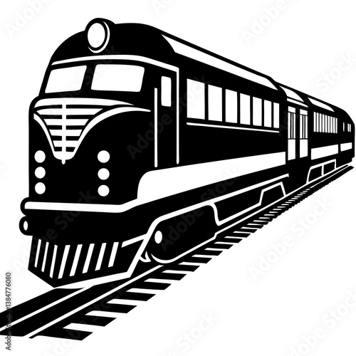 A detailed vector silhouette of a train