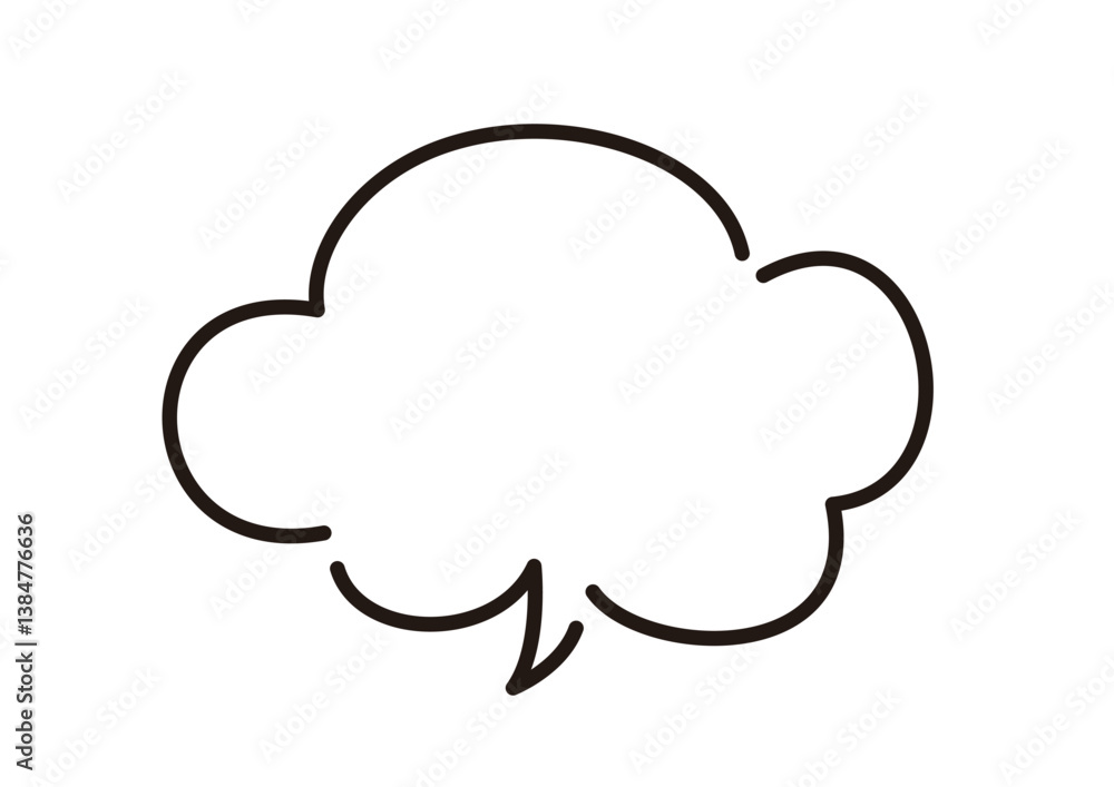 線幅の編集が可能。シンプルでおしゃれな雲型の手描きの吹き出しのベクターイラスト 線幅の編集が可能。シンプルでおしゃれな雲型の手描きの吹き出しのベクターイラスト