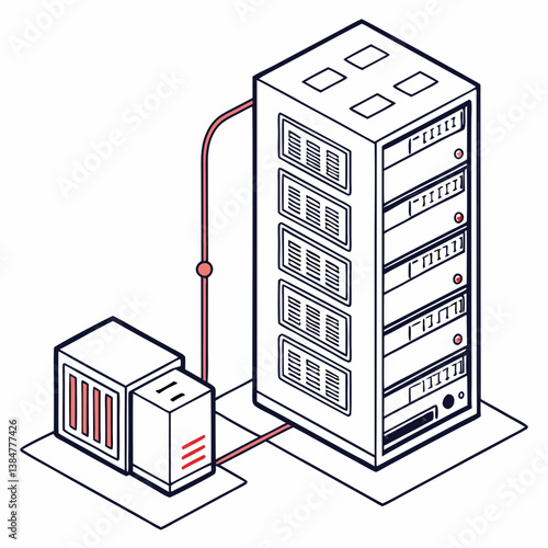 Data Center Equipment Illustration in Modern Style  