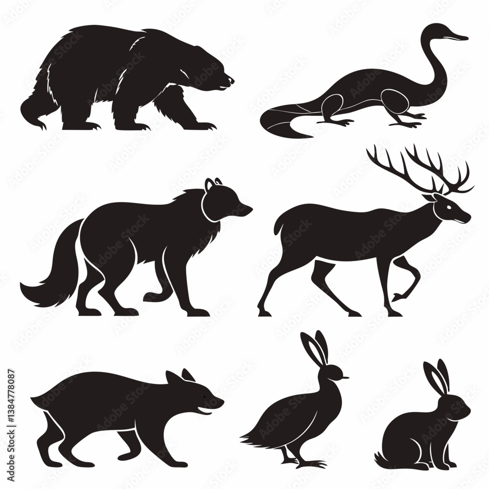 Fototapeta premium animals silhouettes vector