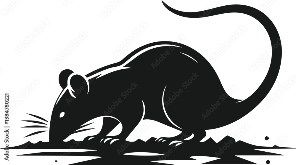 Obraz premium Rat silhouette animal black vector