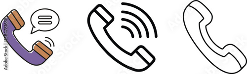 Communication Icons Phone Call, Ringing, Message, Contact