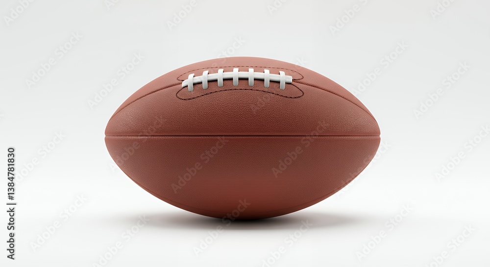 American football resting, showcasing its textured surface against white background American football resting, showcasing its textured surface against white background