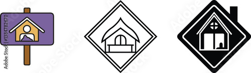 Home Shelter Person Icon Sign House Symbol Design Graphics