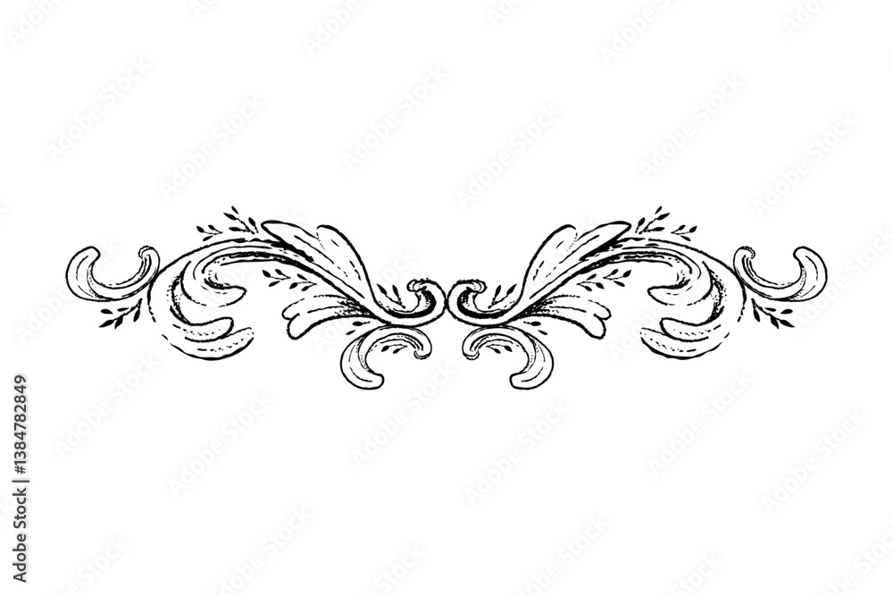 Fototapeta premium Vintage frame border illustration, Vector hand drawn design element, floral ornament.