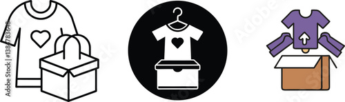 Clothing Donation T-shirts, Boxes, Packaging, and Charity