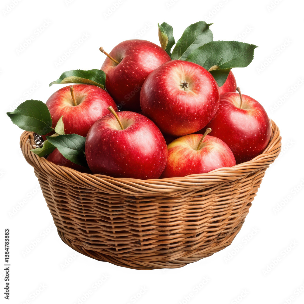 Red apples in a basket a realistic photo of red apple fruit in a wooden wicker bowl isolated on a transparent background Red apples in a basket a realistic photo of red apple fruit in a wooden wicker bowl isolated on a transparent background
