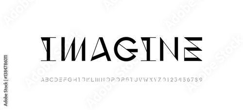 Font alphabet, black letters from A to Z and numbers from 0 to 9, vector illustration 10EPS.