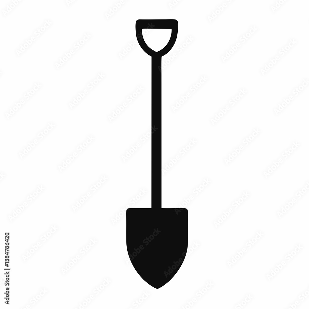 Old black metal shovel with wooden handle isolated on white background Old black metal shovel with wooden handle isolated on white background
