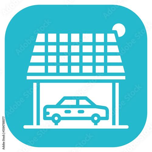 Green Energy Carport Vector Icon