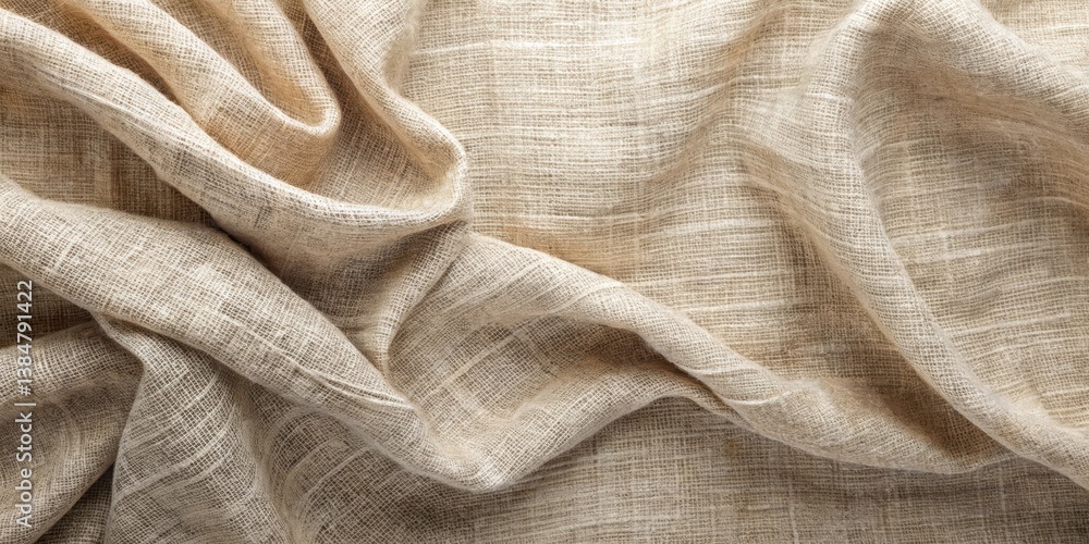 Draped Neutral Fabric Texture Showing Subtle Light and Shadow Variations in a Soft, Natural Woven Material