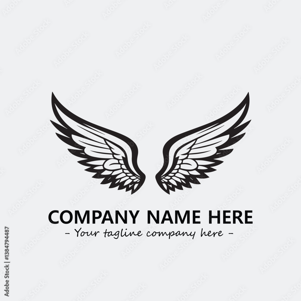 Fototapeta premium Wing illustration black and white for logo company vector image 