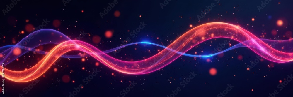 Obraz premium Swirl ribbons and stars against black backdrop, Black background, Starry night