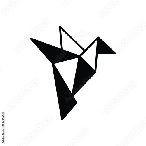 Origami Crane icon isolated on a white background. Vector illustration.