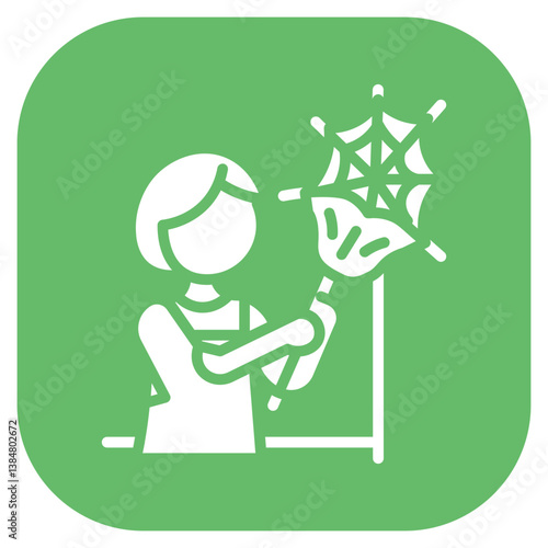 Dealing with Cobwebs Vector Icon