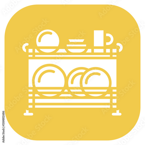Dish Drying Rack Vector Icon