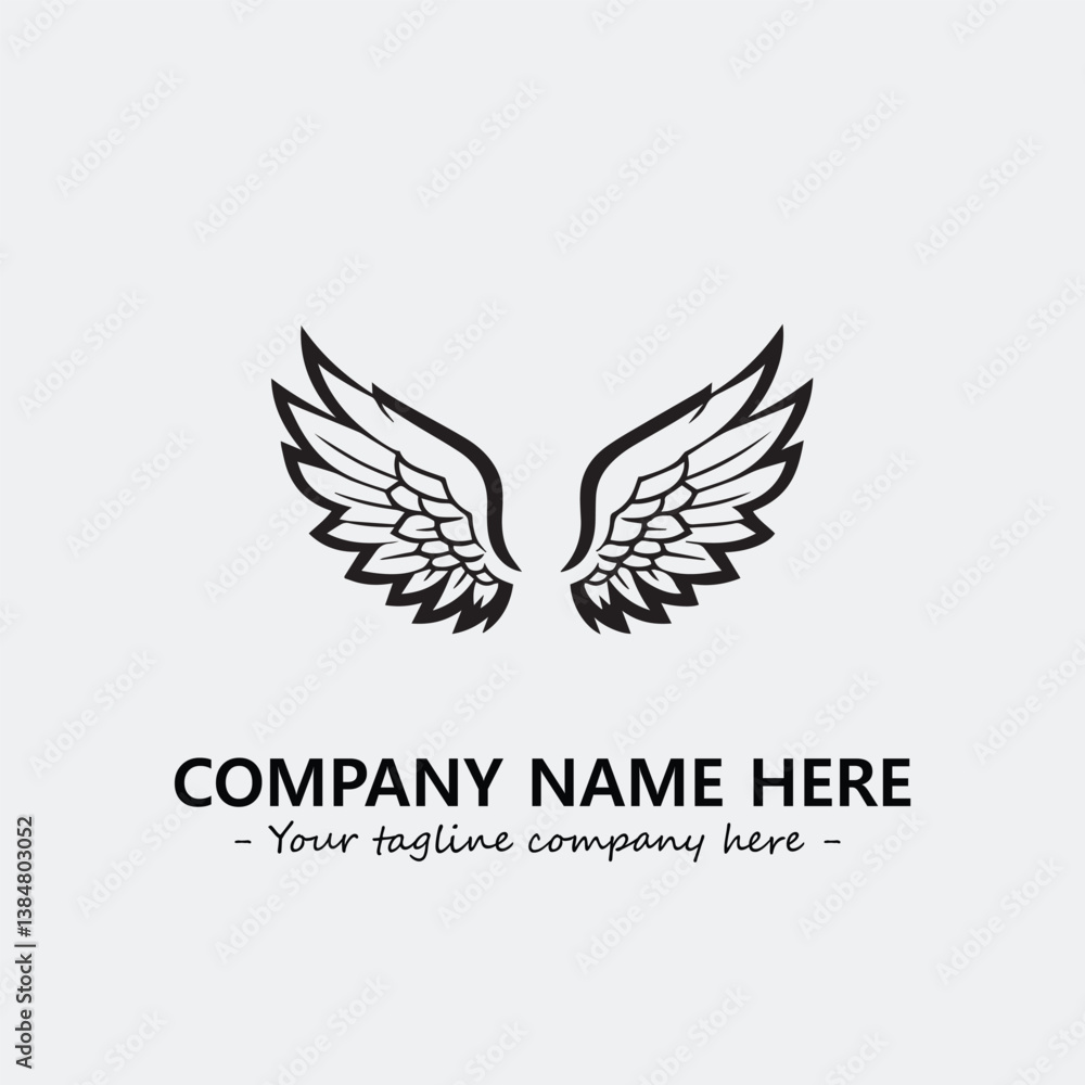 Obraz premium Wing illustration black and white for logo company vector image 