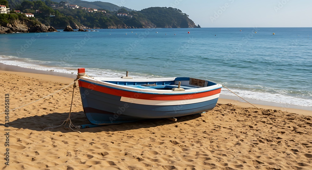 Fototapeta premium Sun-Kissed Shores, Coastal Calm AI Generated