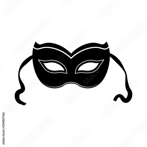 Black and white venetian carnival mask. Masquerade mask silhouette.