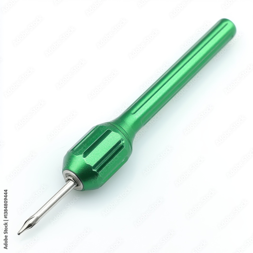 Close-up of a Green Precision Screwdriver. Close-up of a Green Precision Screwdriver.