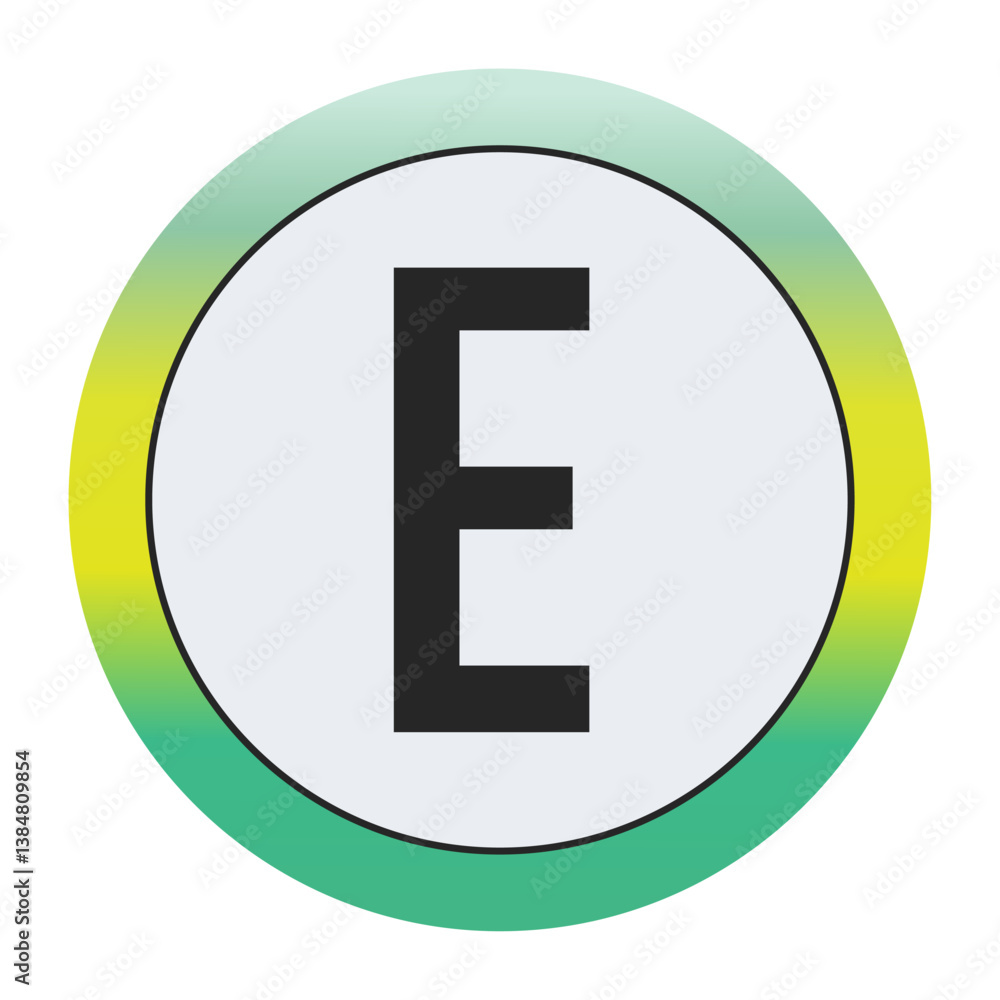 Environmental Grade Capital Letter E Icon with Green to Yellow Gradient Circle – Eco-Friendly Label for World Environment Day and Sustainability Awareness Environmental Grade Capital Letter E Icon with Green to Yellow Gradient Circle – Eco-Friendly Label for World Environment Day and Sustainability Awareness