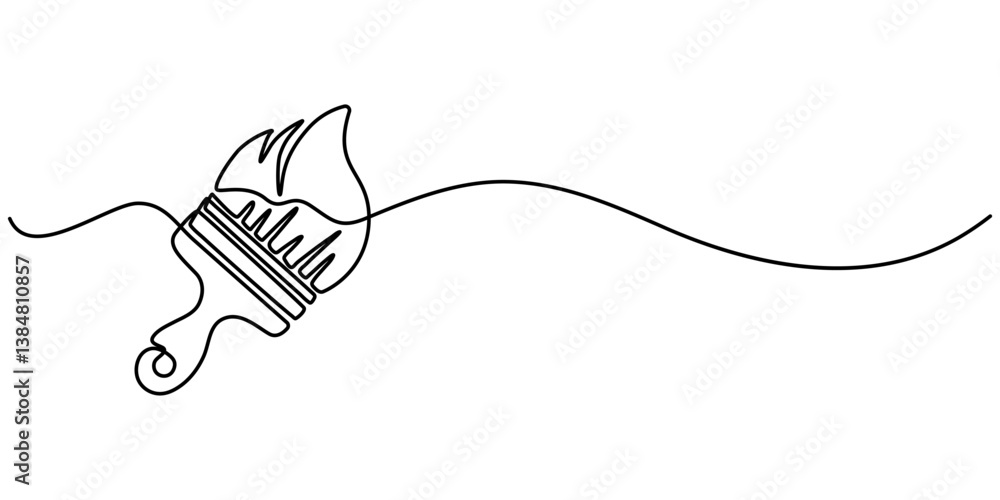 Fototapeta premium Paintbrush continuous one line drawing vector illustration, Paint brushes continuous one line drawing. Isolated on white background vector illustration, Continuous one line drawing Brush and painting.