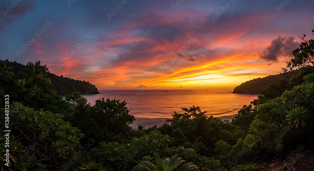 Sunset's Embrace: Tropical Paradise AI Generated Sunset's Embrace: Tropical Paradise AI Generated