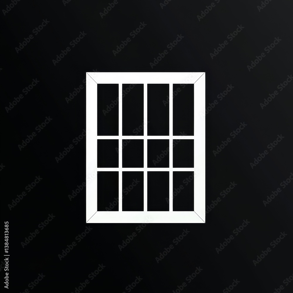 Obraz premium White window frame, rectangular shape, divided into panes