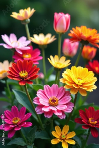 Wallpaper Mural Diverse group of colorful flowers in a garden, nature, blooms Torontodigital.ca