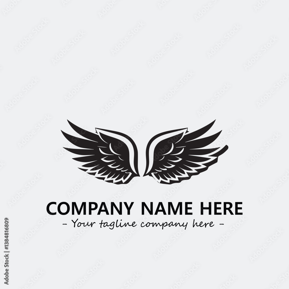 Fototapeta premium Wing illustration black and white for logo company vector image