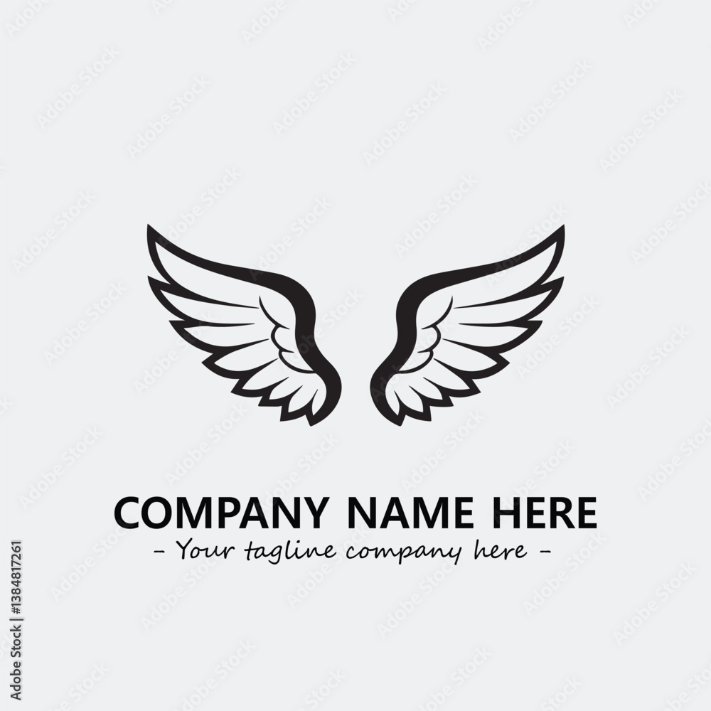 Obraz premium Wing illustration black and white for logo company vector image 