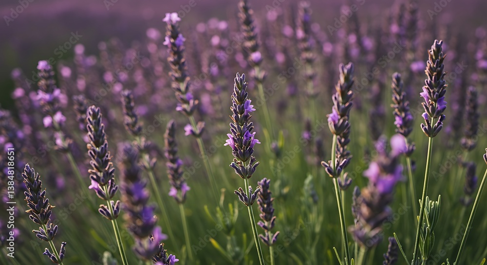 Fototapeta premium Lavender's Golden Hour Embrace AI Generated