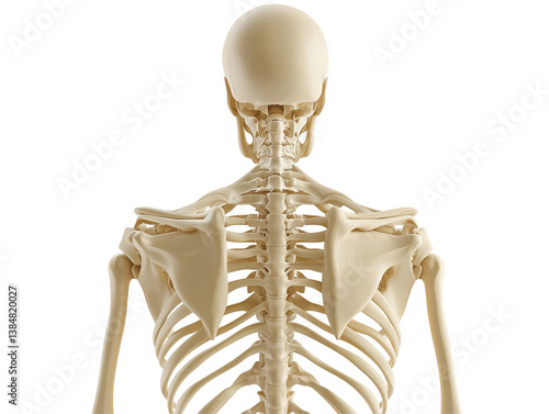 Wallpaper Mural  Posterior view of a human skeleton, showing intricate structures including the skull, vertebrae, shoulder blades, 3d render isolated on transparent background,  Torontodigital.ca
