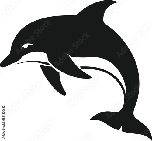 Dynamic Silhouette of a Dolphin in Mid-Jump
