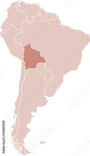 Bolivia map illustration of South America