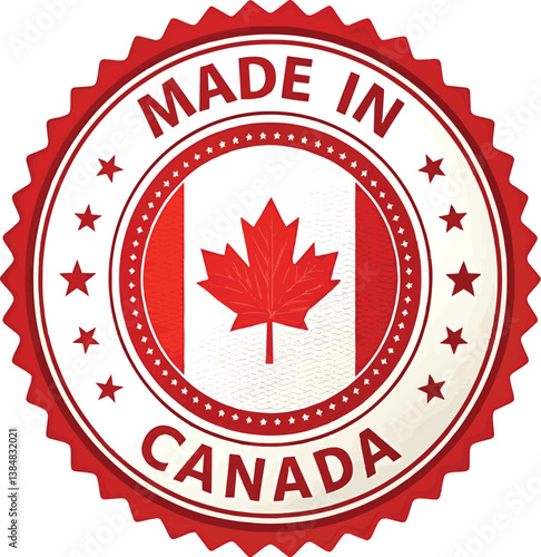 Made in canada canadian flag maple leaf product label seal quality assurance origin country symbol assurance