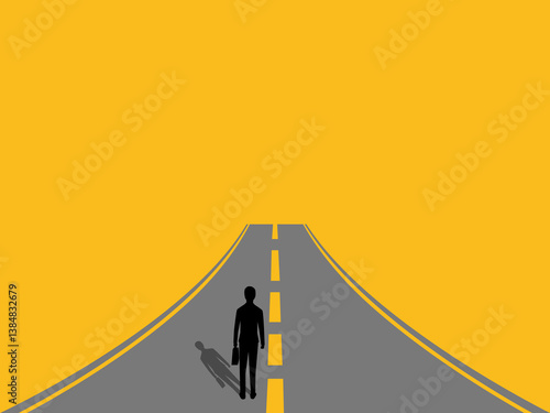 Businessman firmly on his path on the highway