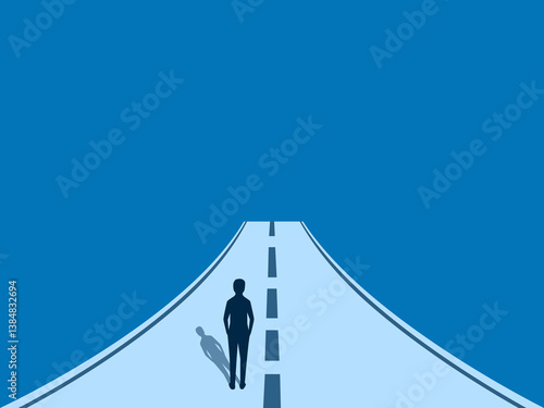 Businessman stands firm on the big path of his dreams