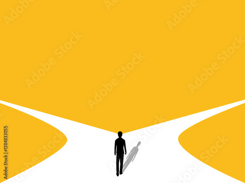 Choosing a Life Path, Businessman at a Career Crossroads