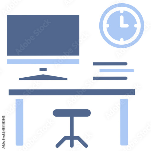 Work Table Flat Blue Icon