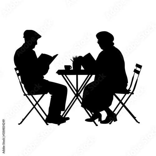 An old woman and an old man are reading a book vector.