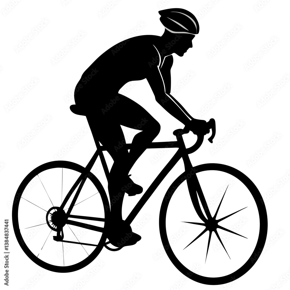Naklejka premium A vector silhouette of a cyclist riding a bike