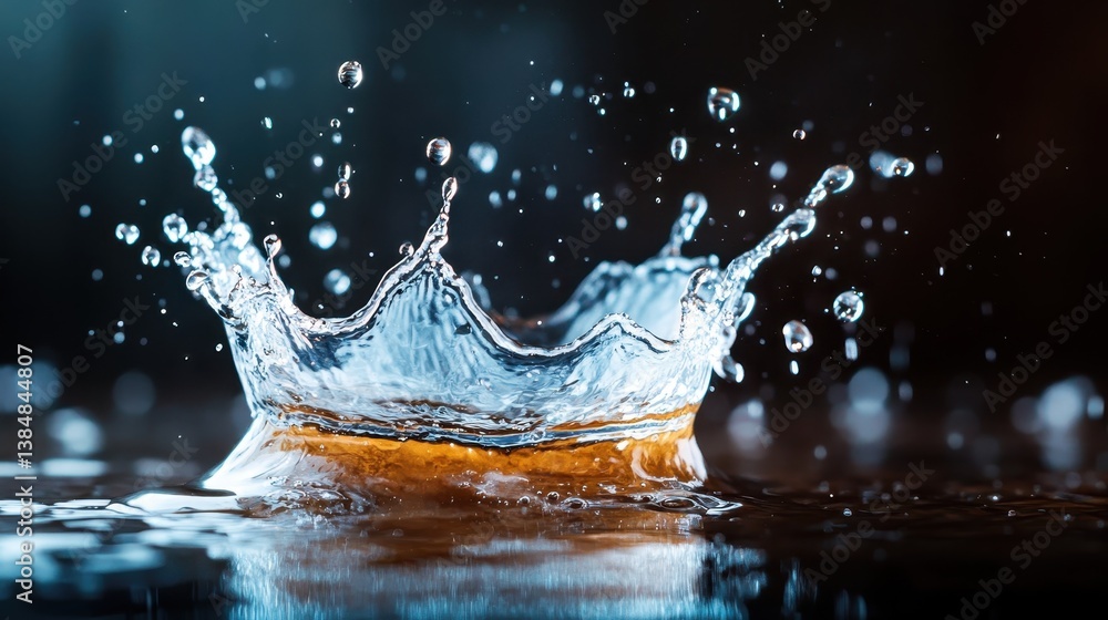 An artful water splash showcasing glimmering droplets provides a mesmerizing view, highlighting the beauty and complexity of fluid motion in a stunning manner. An artful water splash showcasing glimmering droplets provides a mesmerizing view, highlighting the beauty and complexity of fluid motion in a stunning manner.