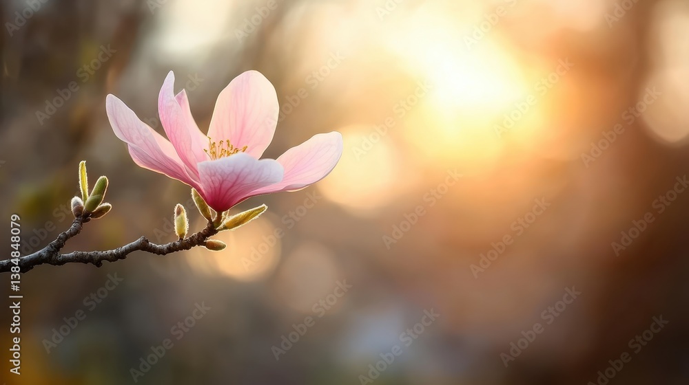 A stunning close-up of a pink flower gently illuminated by the warm light of the sunset, showcasing nature's beauty and tranquility in a serene atmosphere. A stunning close-up of a pink flower gently illuminated by the warm light of the sunset, showcasing nature's beauty and tranquility in a serene atmosphere.