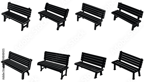 Bench Vector Shilhouette Bundle Set Collection